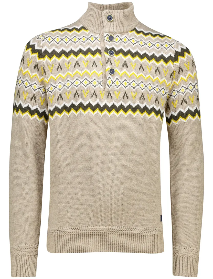 Trui New Zealand beige knopen geprint