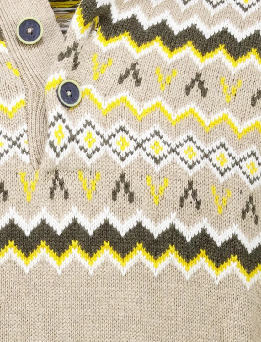 Trui New Zealand beige knopen geprint