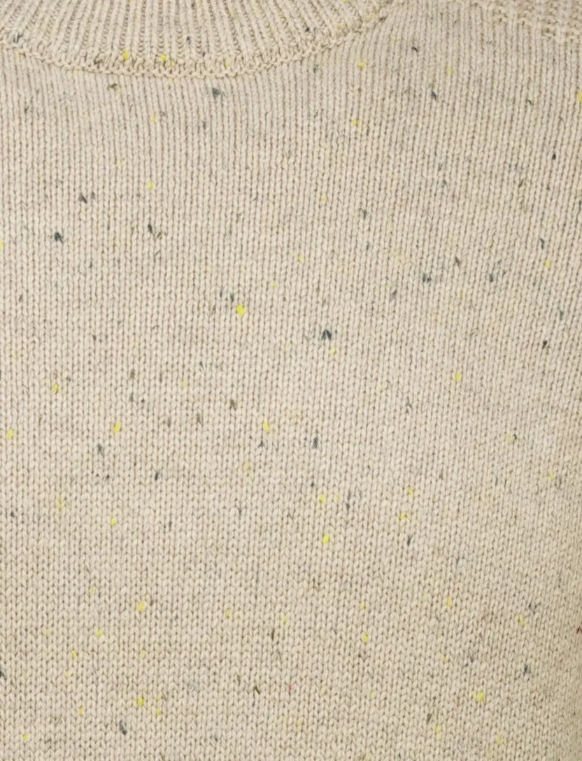 Trui New Zealand Melange beige ronde hals