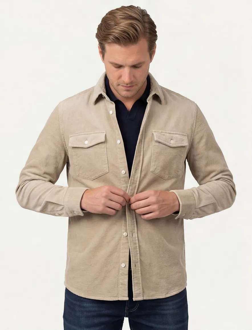 NZA overshirt beige regular fit corduroy
