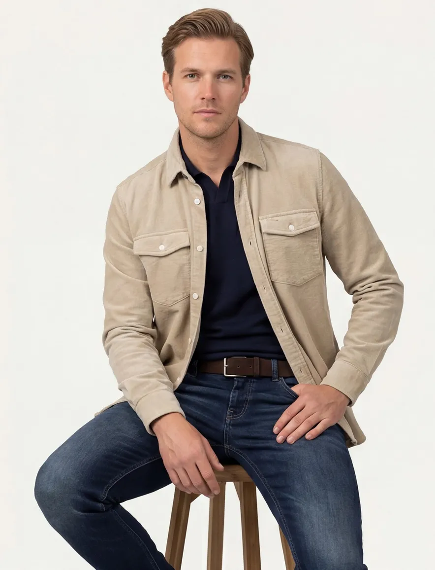 NZA overshirt beige regular fit corduroy