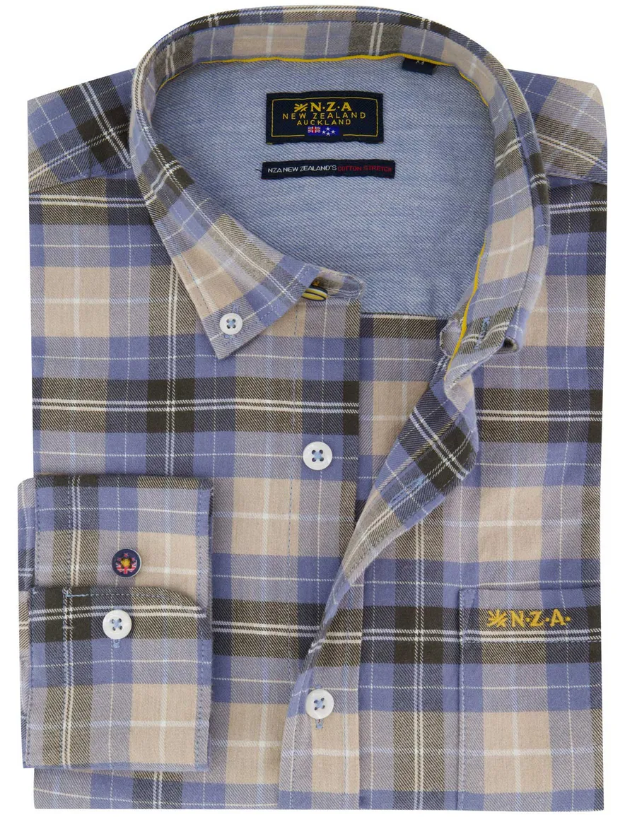 NZA overhemd blauw geruit