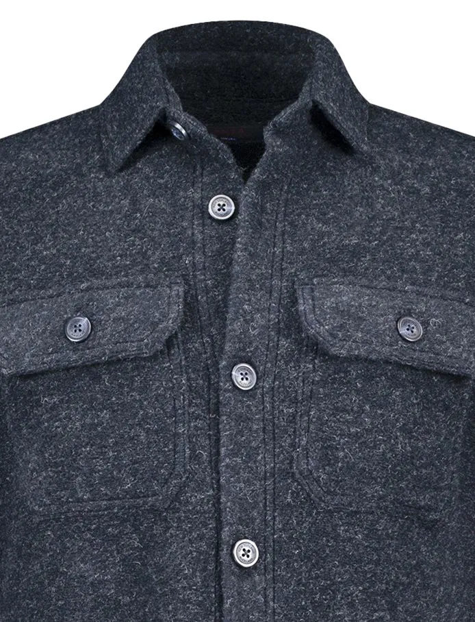 NZA overshirt navy gemêleerd regular fit