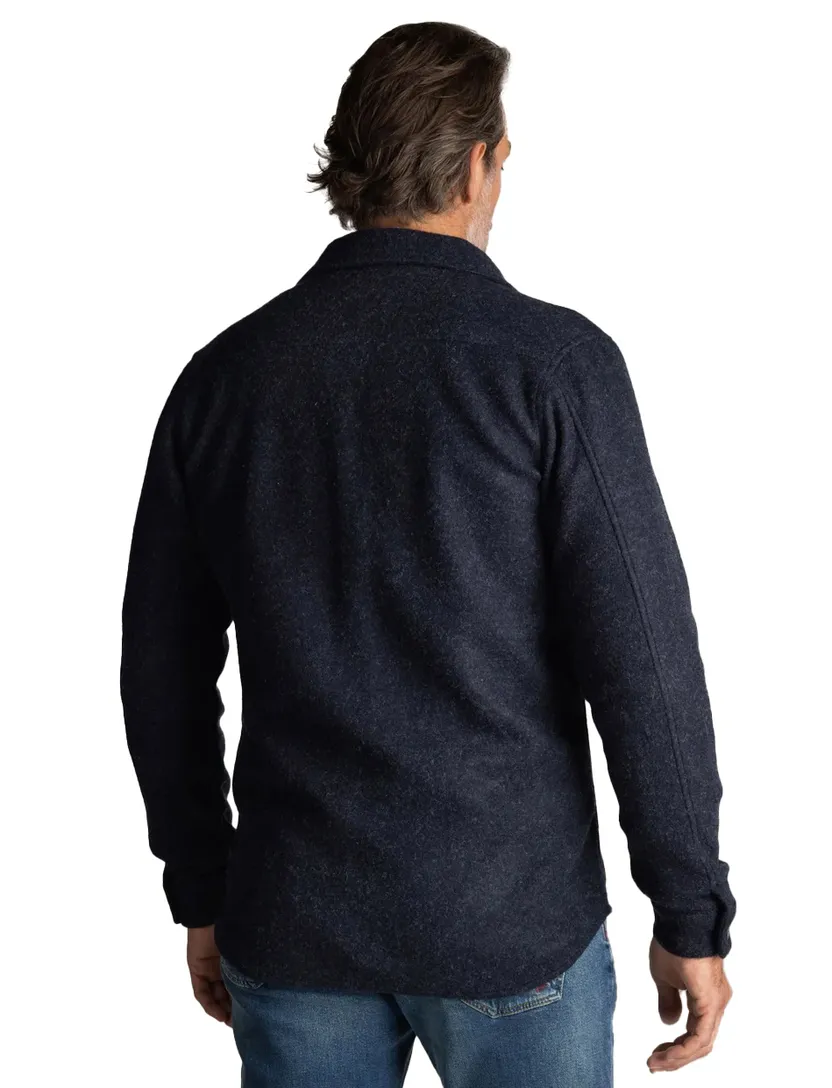 NZA overshirt navy gemêleerd regular fit wol