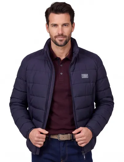 New Zealand New Zealand effen donkerblauw normale fit gewatteerd