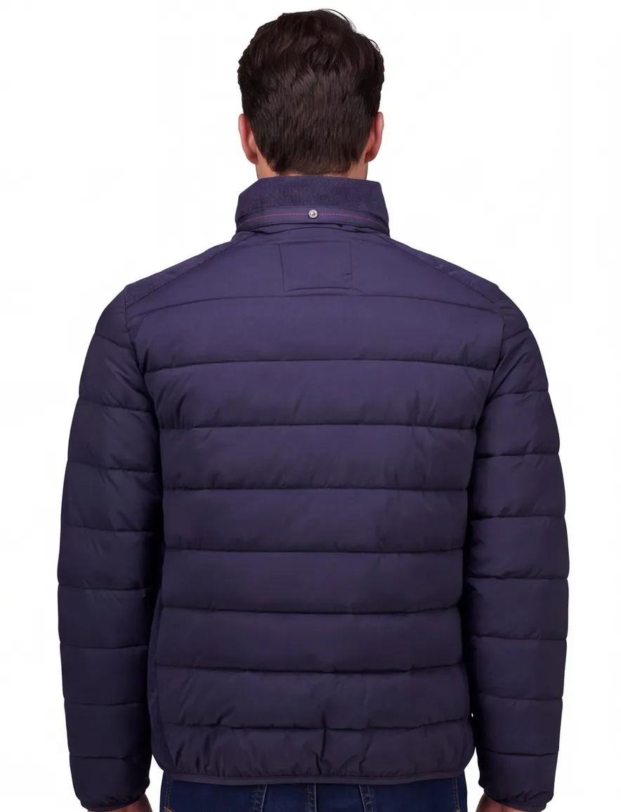 New Zealand winterjas effen donkerblauw normale fit gewatteerd