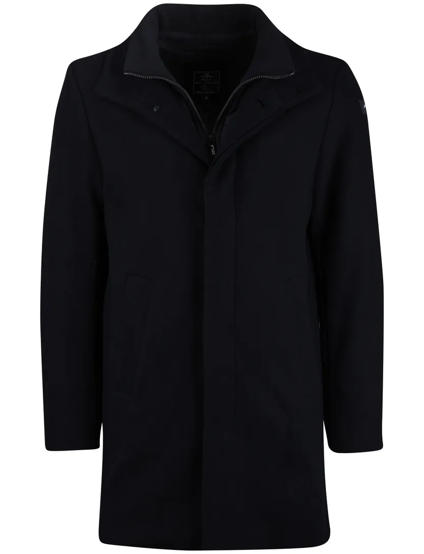 New Zealand mantel jas effen wol donkerblauw