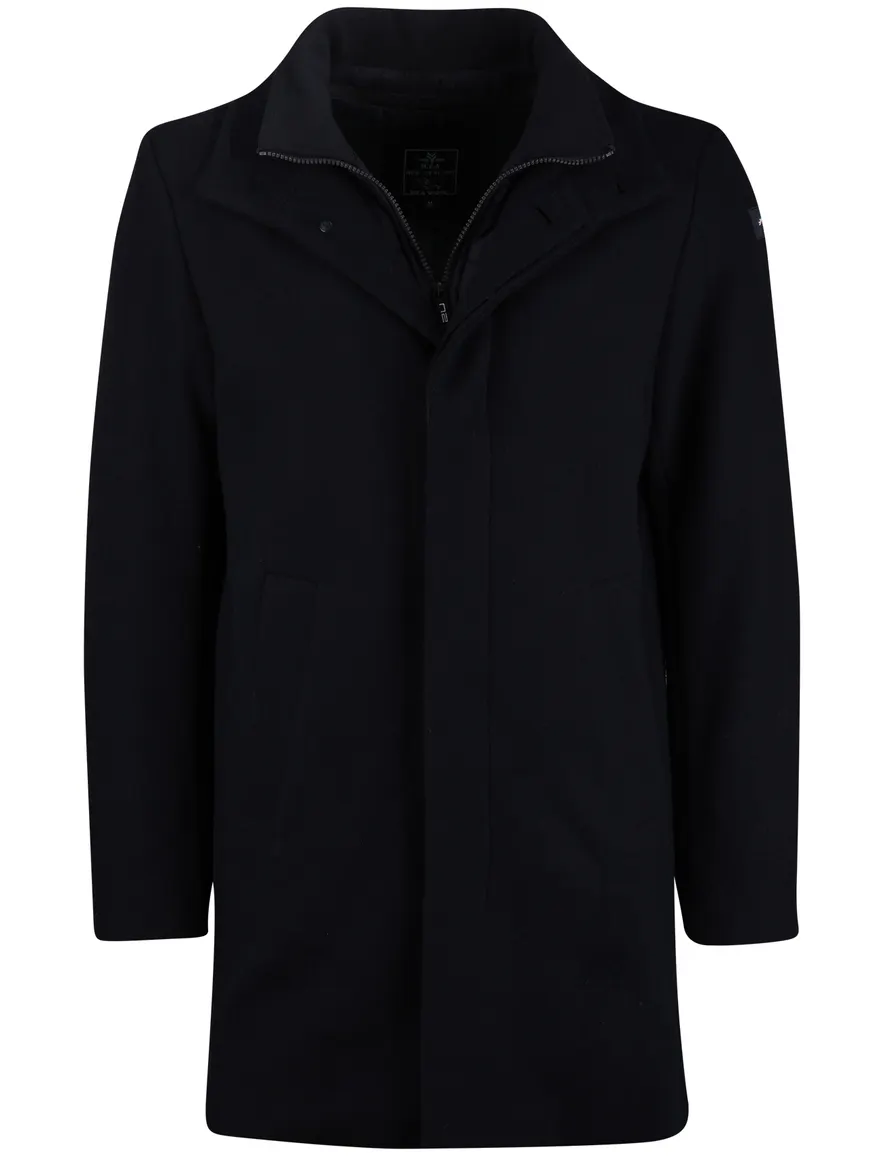 New Zealand mantel jas wol effen donkerblauw