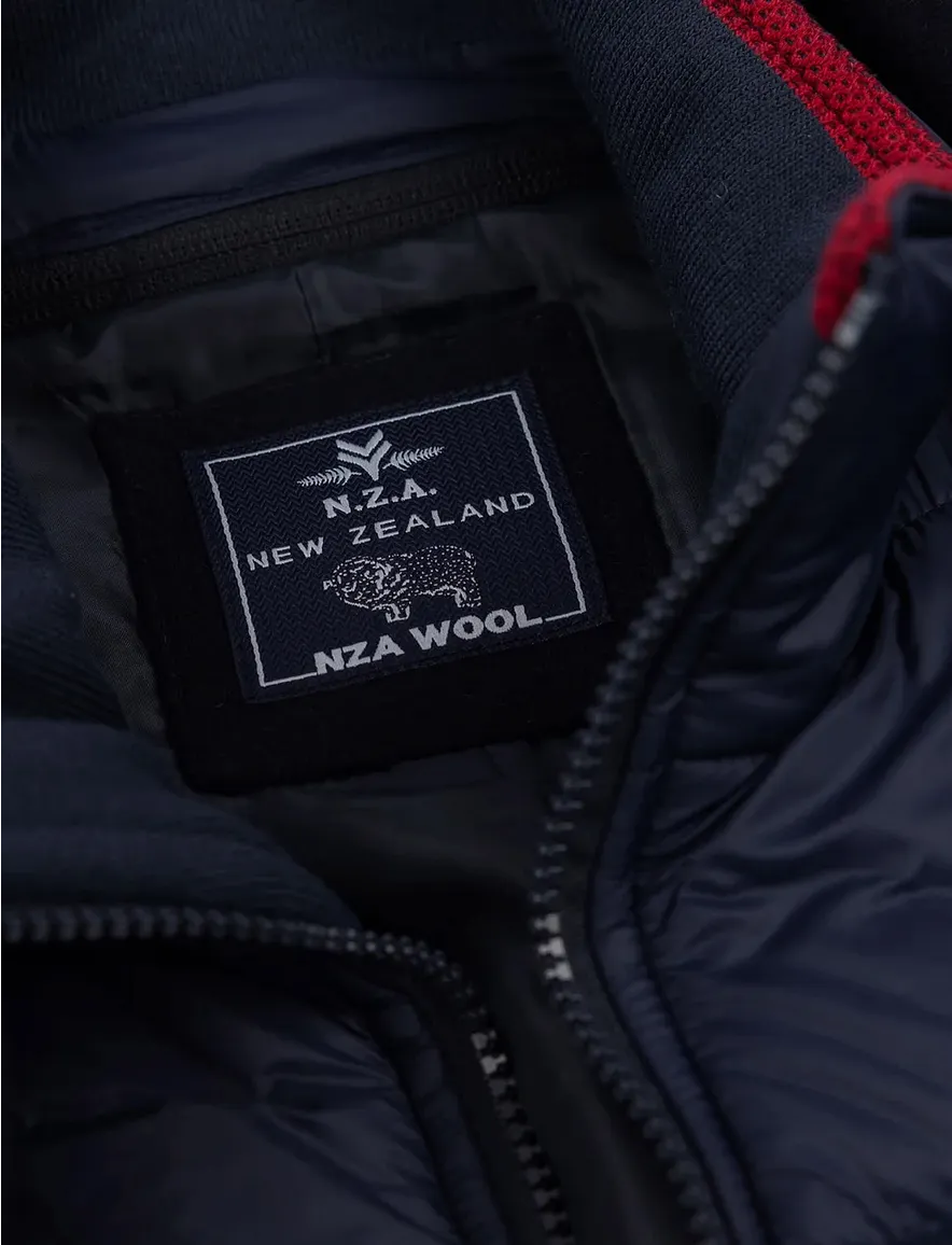 New Zealand mantel jas wol effen donkerblauw