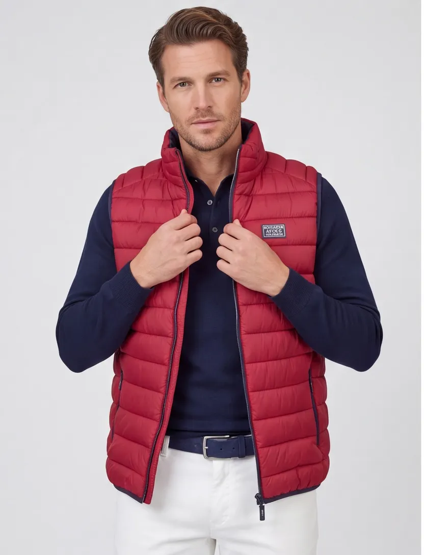 New Zealand effen rood bodywarmer normale fit