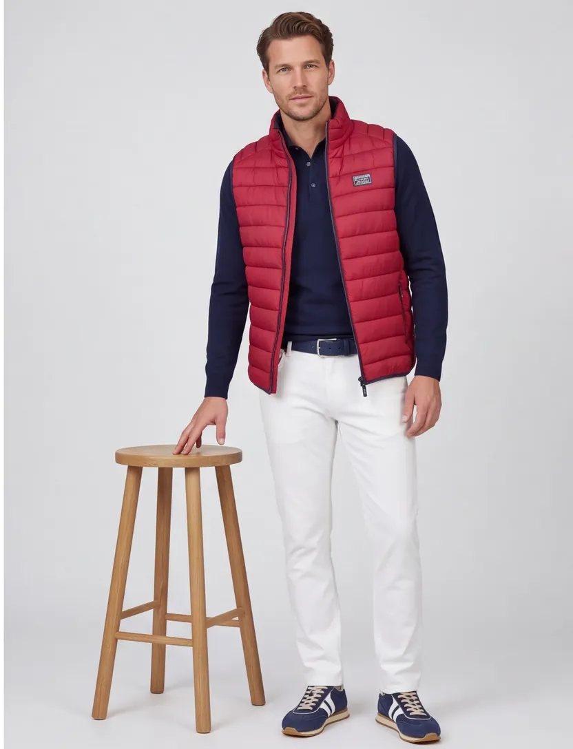 New Zealand effen rood bodywarmer normale fit