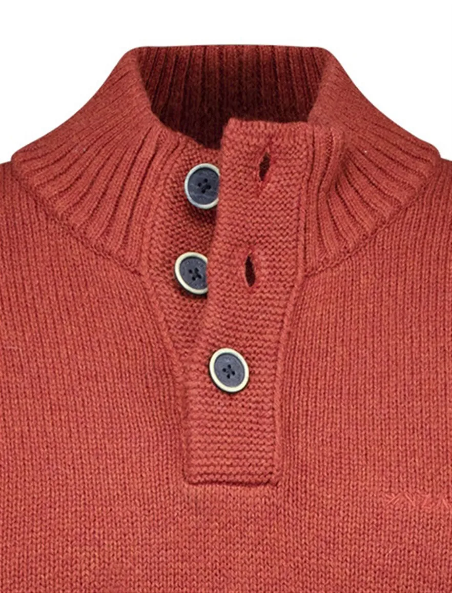 NZA overhemd half-zip rood effen gebreid