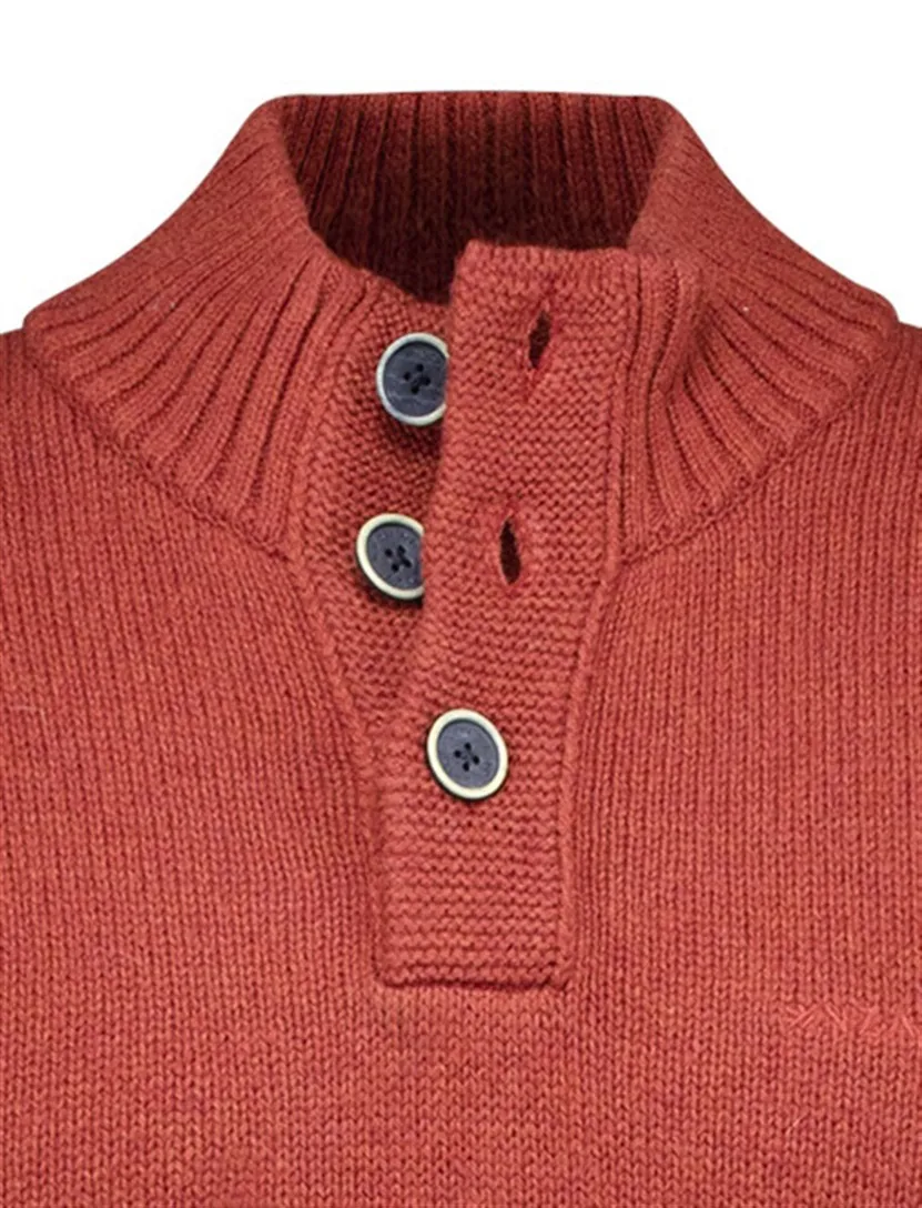 NZA overhemd half-zip rood effen wol