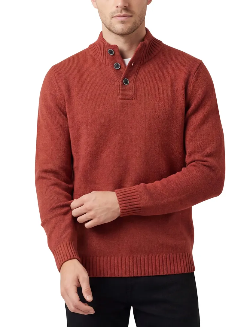 NZA overhemd half-zip rood effen wol