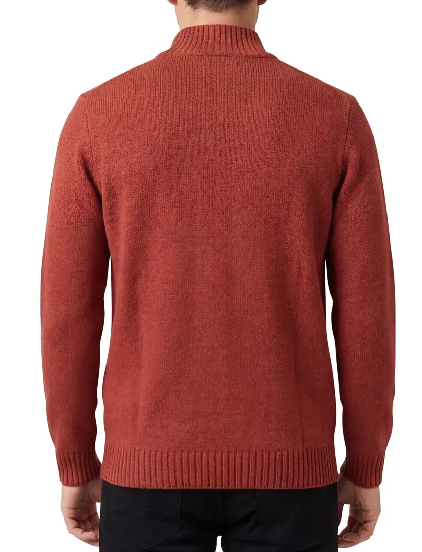 NZA overhemd half-zip rood effen wol
