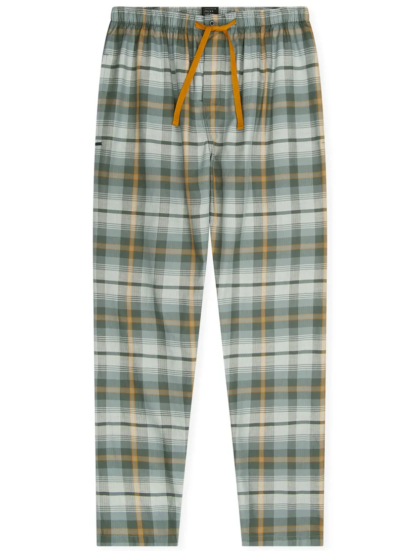Schiesser pyjamabroek katoen geruit lang donkergroen en oranje