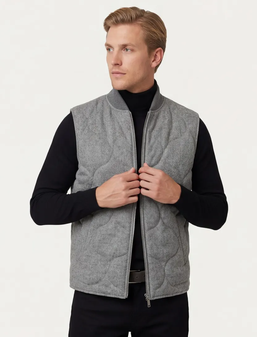 bodywarmer Profuomo grijs wol