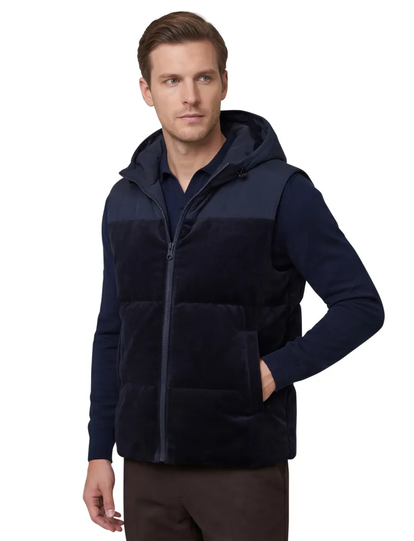 bodywarmer Profuomo donkerblauw corduroy