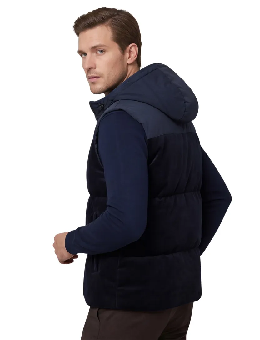 bodywarmer Profuomo donkerblauw corduroy