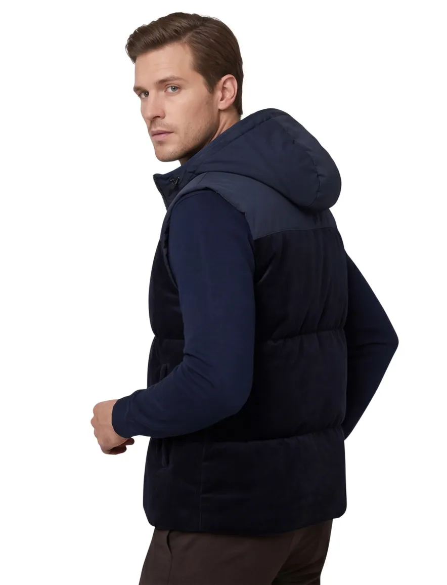 Profuomo bodywarmer donkerblauw corduroy