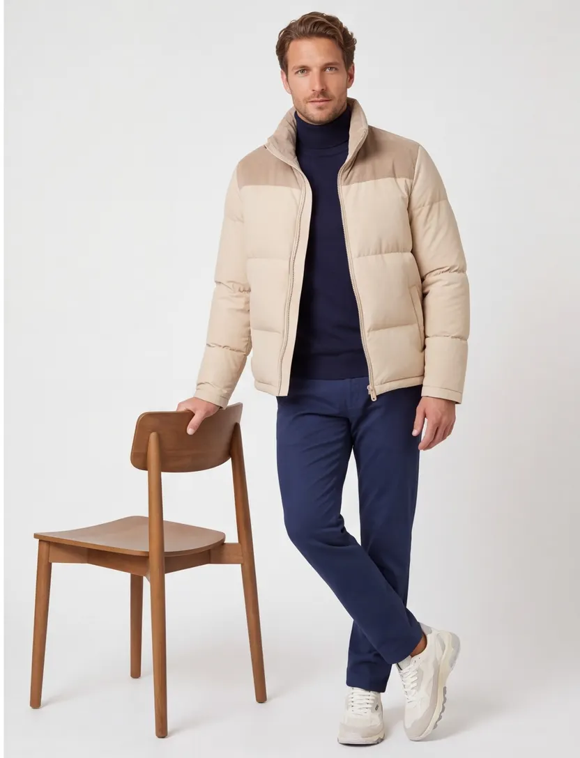 Puffer jas Profuomo beige