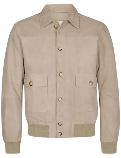 Profuomo Profuomo tussenjas beige bomber 100% leer
