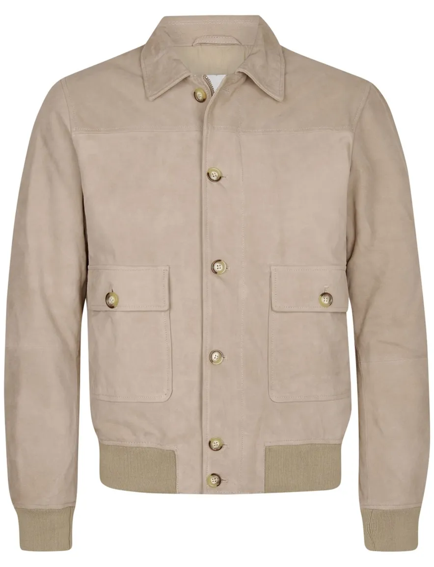 Profuomo tussenjas beige bomber 100% leer