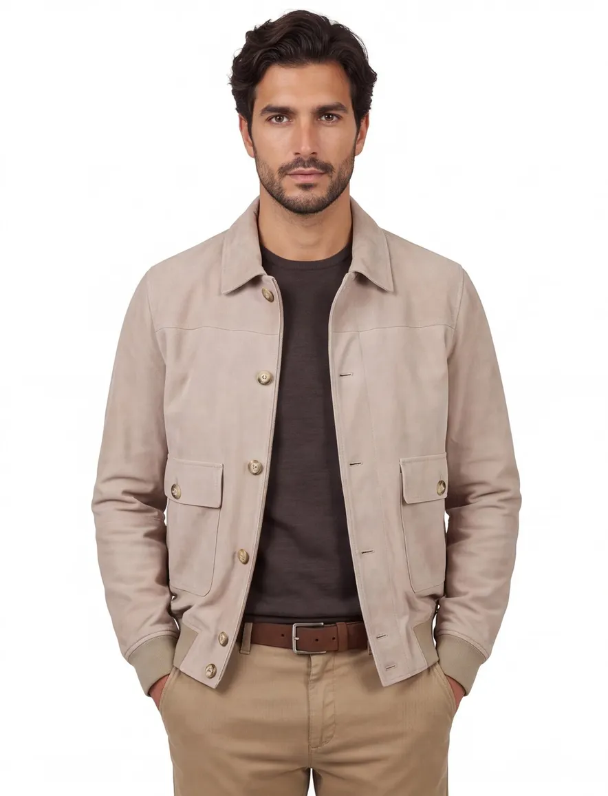 Profuomo tussenjas beige bomber 100% leer