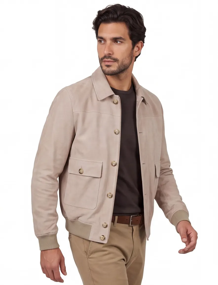 Profuomo tussenjas beige bomber 100% leer
