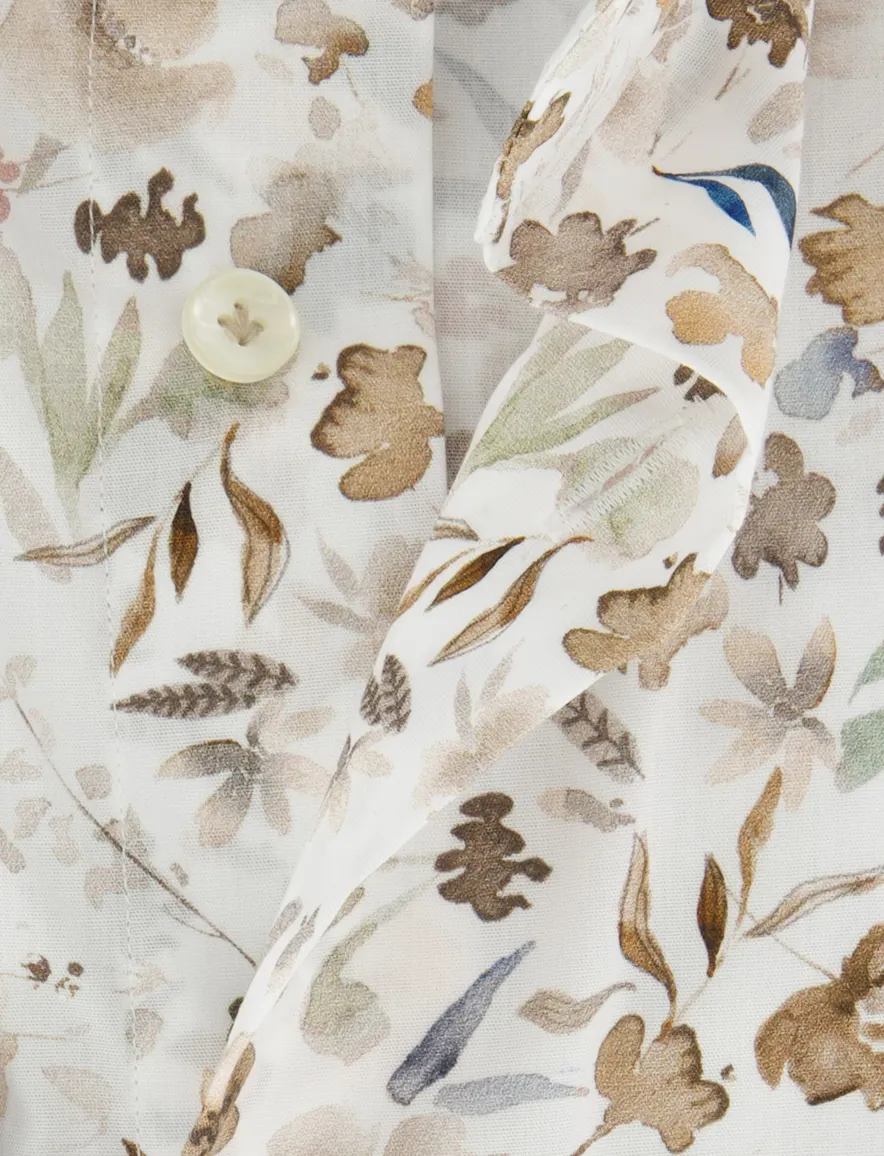 Profuomo strijkvrij geprint overhemd ml7 beige