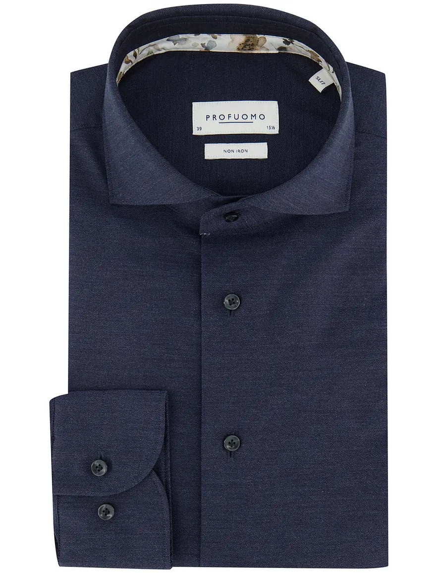Profuomo Overhemd donkerblauw cutaway boord
