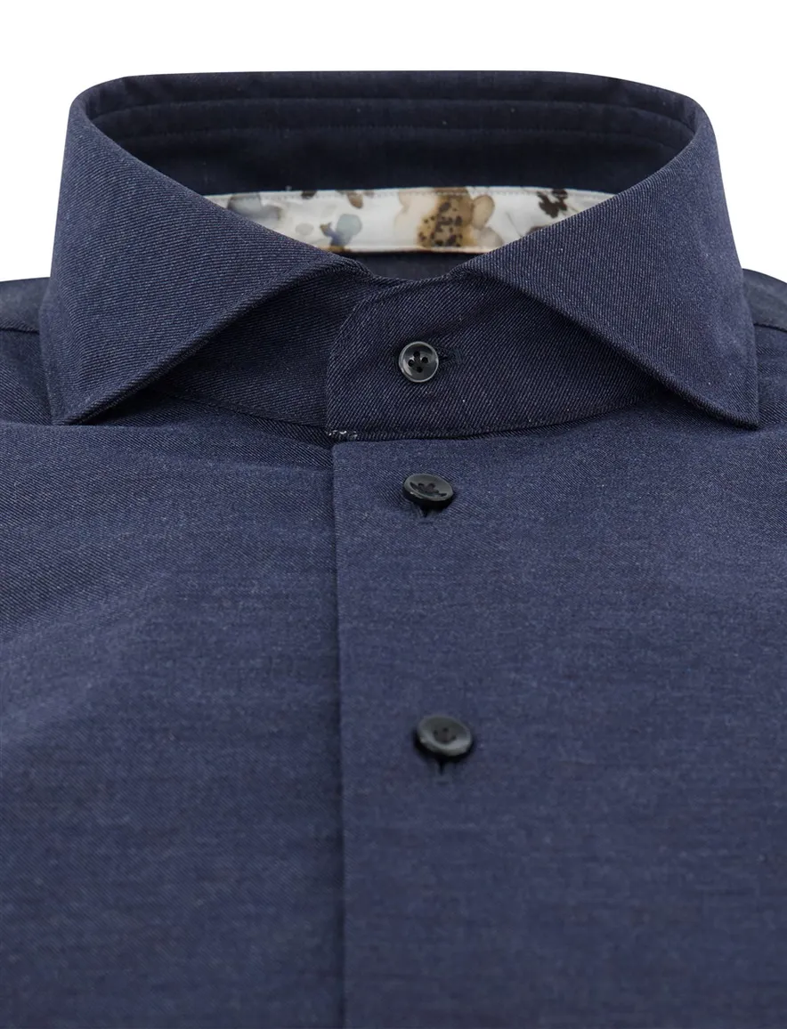 Profuomo overhemd mouwlengte 7 donkerblauw cutaway boord