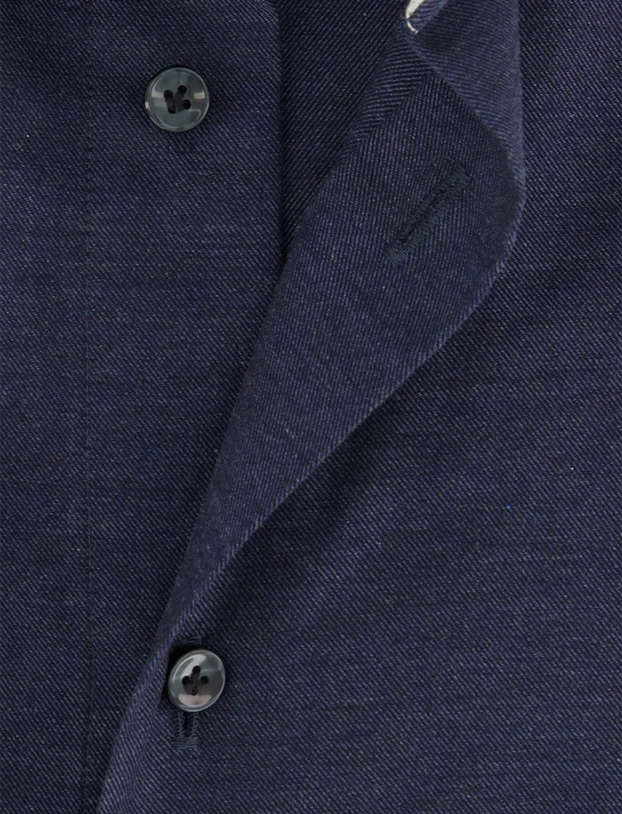 Profuomo overhemd mouwlengte 7 donkerblauw cutaway boord