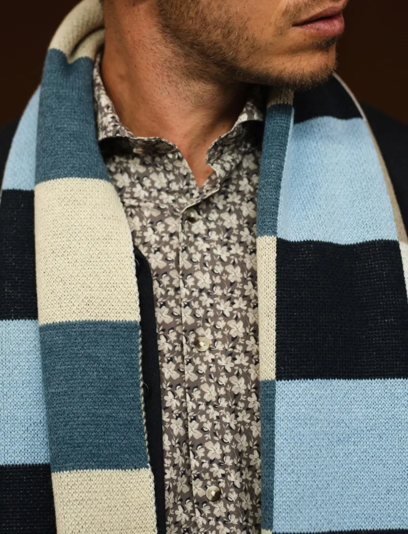 Sjaal Tresanti geruit beige blauw