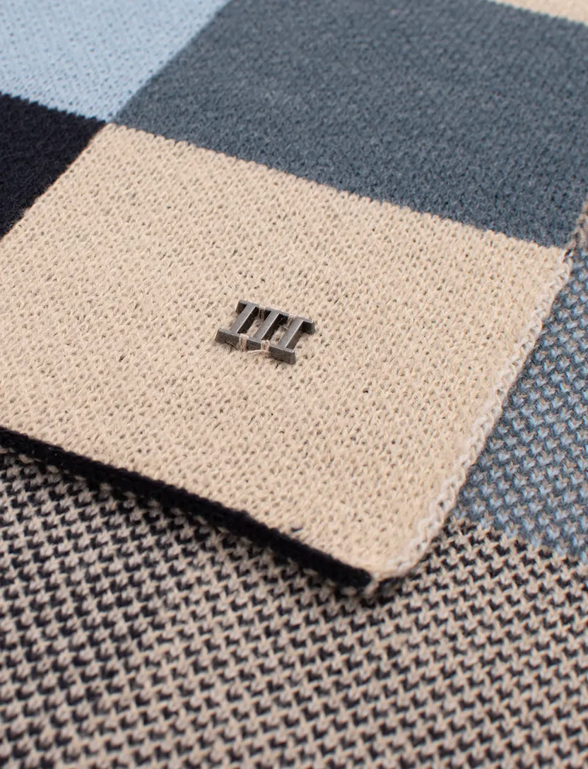 Sjaal Tresanti geruit beige blauw