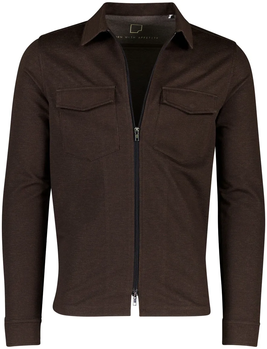 Born With Appetite Overshirt bruin effen normale fit