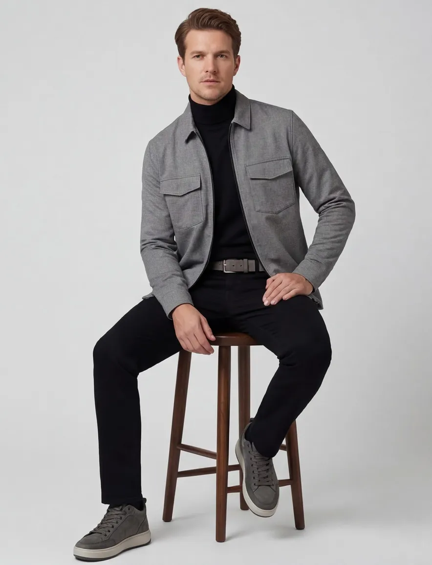 geprint grijs overshirt met rits born with appetite