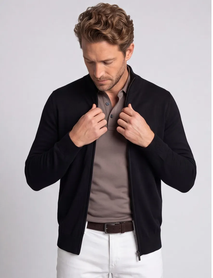 Portofino vest extra lange mouw navy