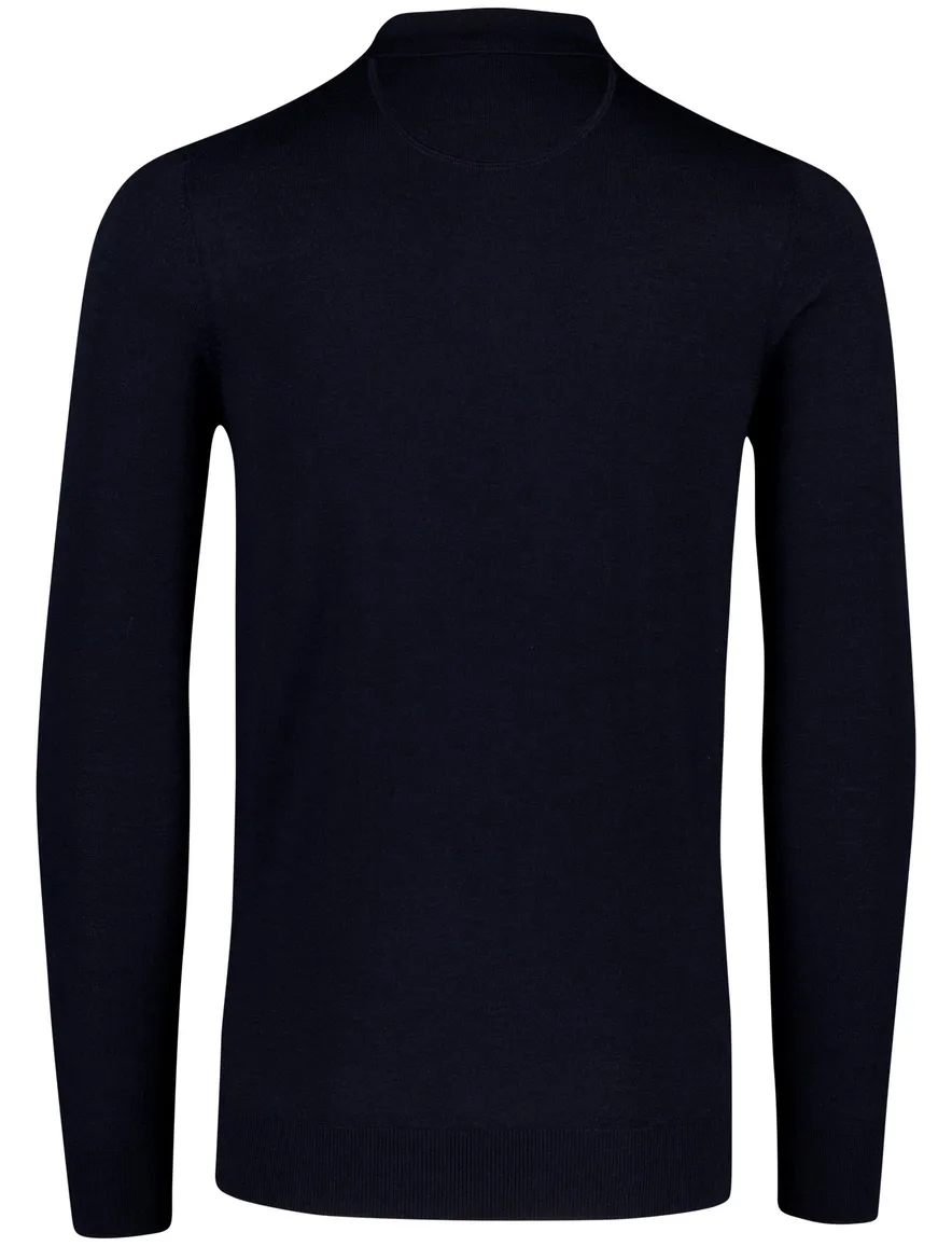 Portofino trui extra lange mouw d.blauw polo kraag