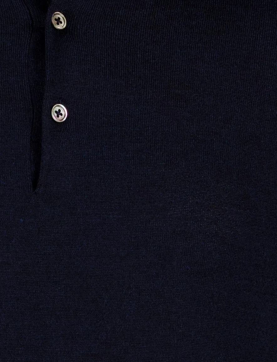 Portofino trui extra lange mouw d.blauw polo kraag
