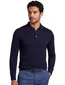 Extra lange donkerblauwe Portofino polo lange mouw merinowol