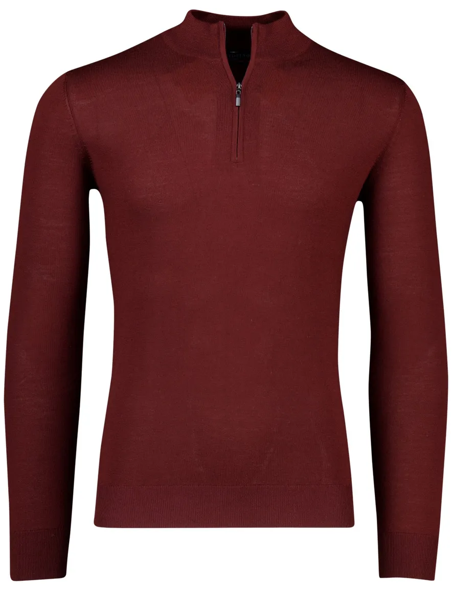 Portofino half zip trui rood normale fit effen