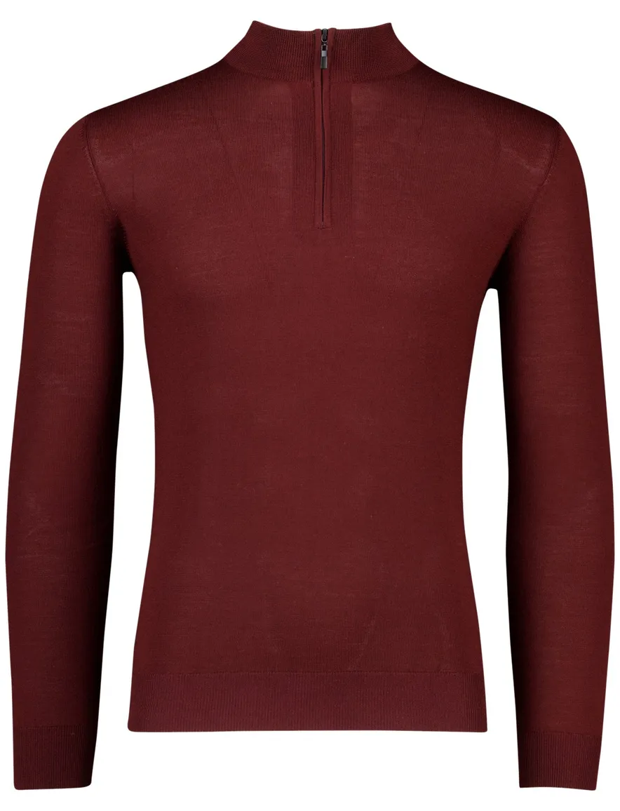 Portofino half zip trui rood normale fit effen