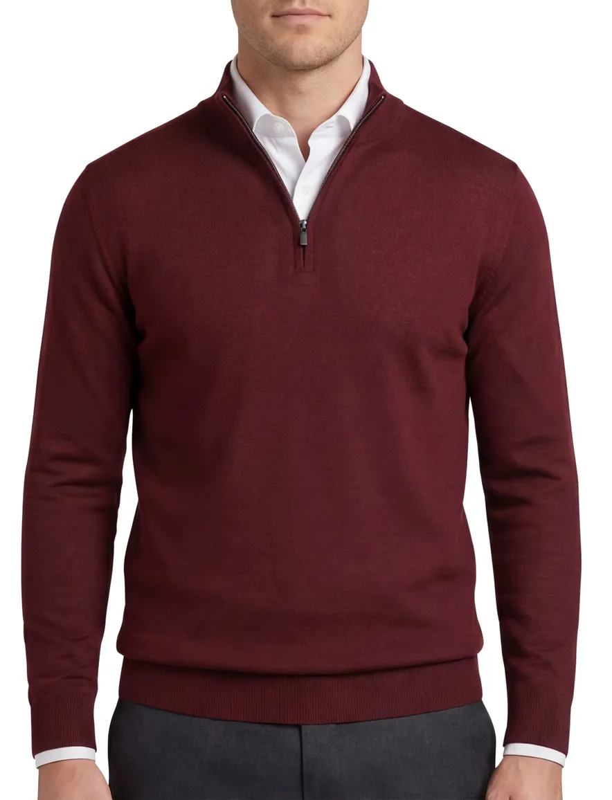Portofino half zip trui rood normale fit effen