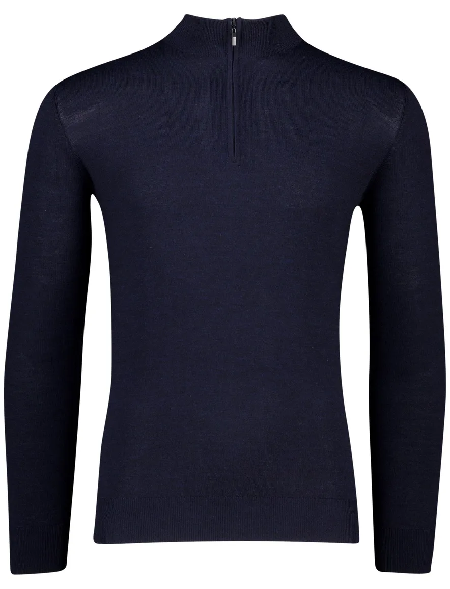 Portofino half zip trui donkerblauw merinowol effen