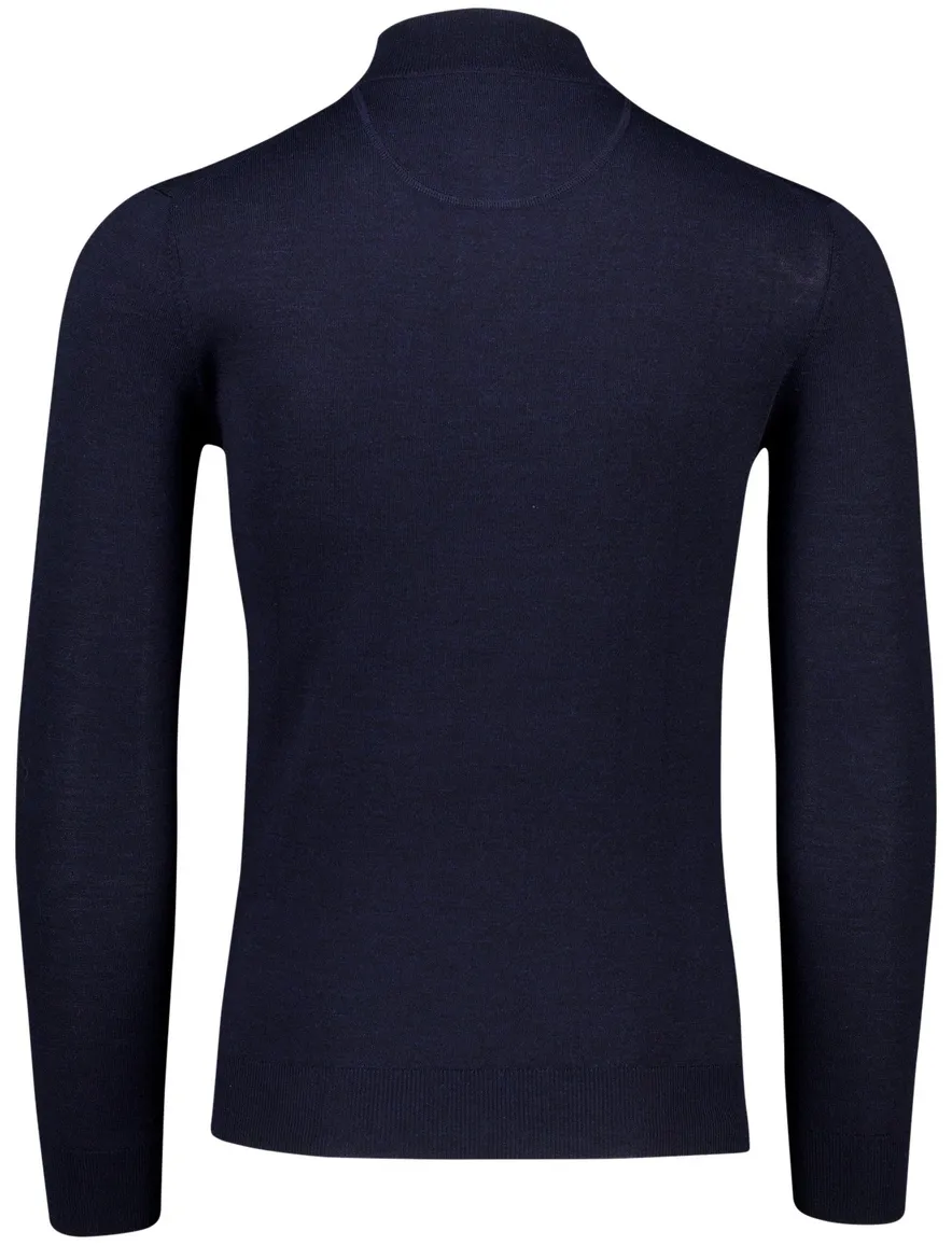 Portofino half zip trui donkerblauw merinowol effen