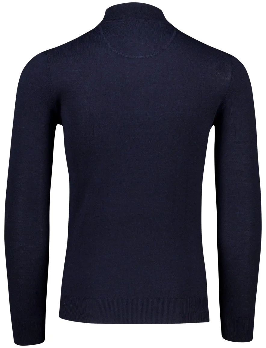 Portofino trui donkerblauw half zip merinowol