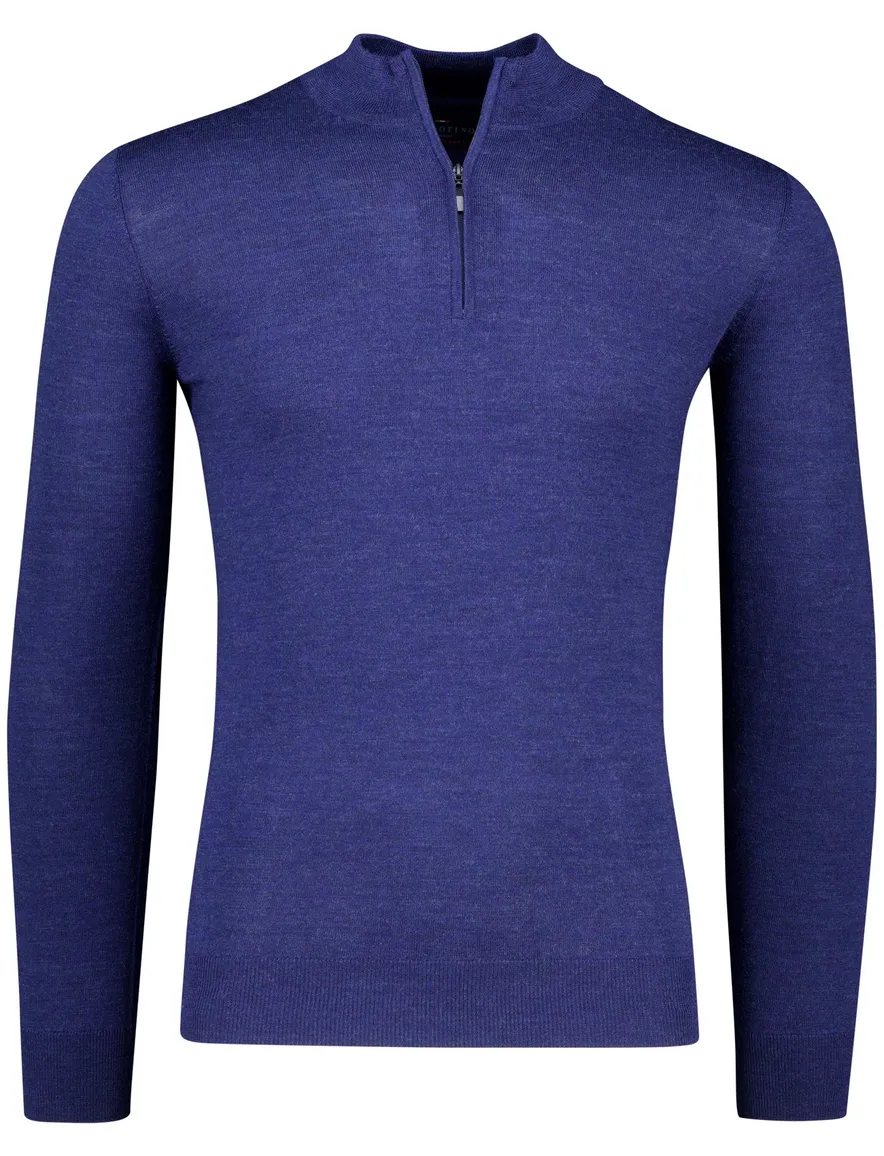 half zip trui portofino donkerblauw gemeleerd