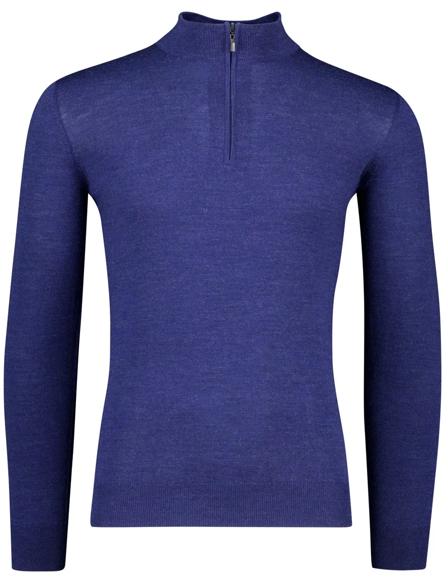 half zip trui portofino donkerblauw gemeleerd