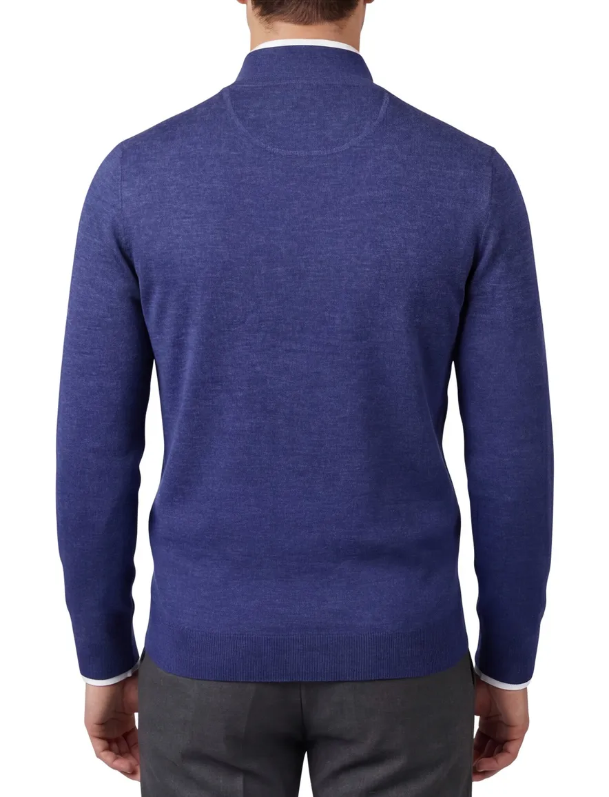 half zip trui portofino donkerblauw gemeleerd